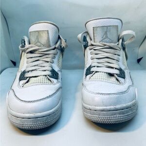 AIR JORDAN 4 RETRO PURE MONEY WHITE & SILVER (408452-100) SIZE 6Y